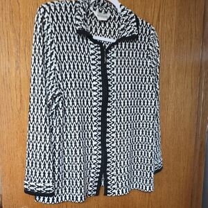 Misook Black and White Patterned Blazer